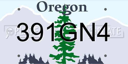 391GN4 Oregon License Plate