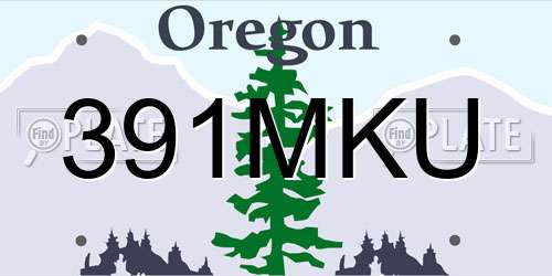 391MKU Oregon License Plate