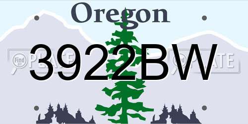 3922BW Oregon License Plate