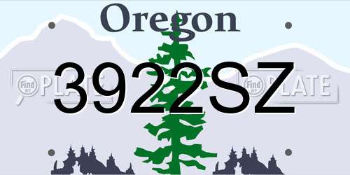 3922SZ Oregon License Plate