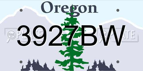 3927BW Oregon License Plate