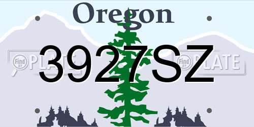 3927SZ Oregon License Plate