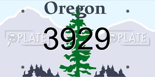 3929 Oregon License Plate