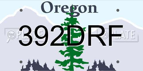 392DRF Oregon License Plate