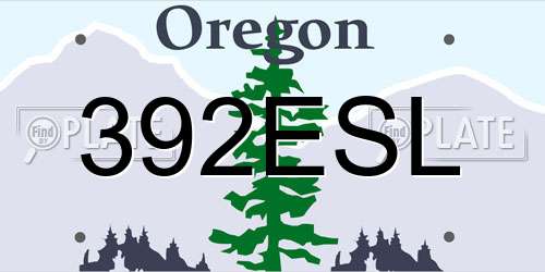392ESL Oregon License Plate