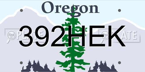 392HEK Oregon License Plate