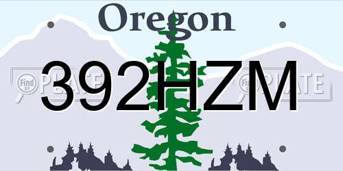 392HZM Oregon License Plate