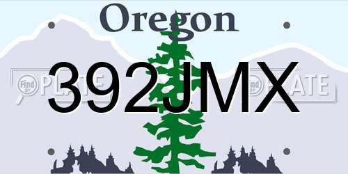 392JMX Oregon License Plate