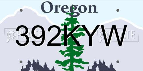 392KYW Oregon License Plate