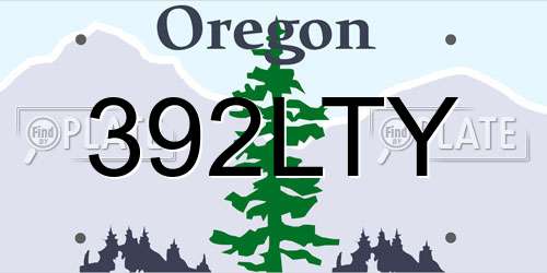 392LTY Oregon License Plate