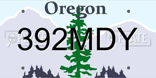 392MDY Oregon License Plate