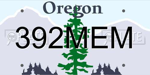 392MEM Oregon License Plate