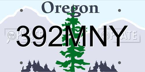 392MNY Oregon License Plate