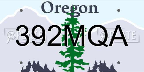 392MQA Oregon License Plate