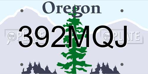 392MQJ Oregon License Plate