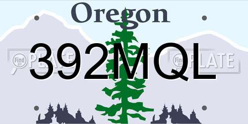 392MQL Oregon License Plate