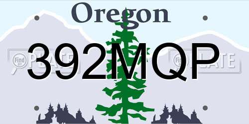 392MQP Oregon License Plate