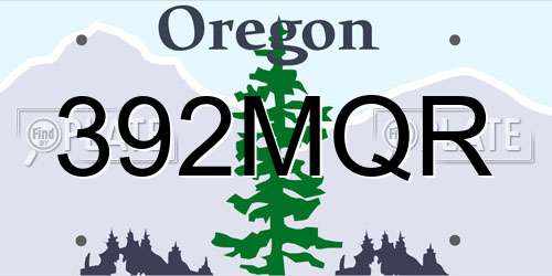 392MQR Oregon License Plate