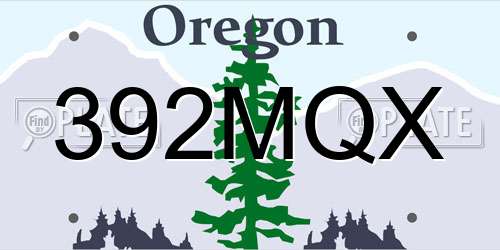 392MQX Oregon License Plate