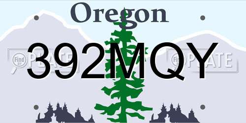392MQY Oregon License Plate