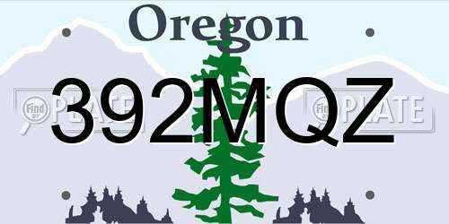 392MQZ Oregon License Plate