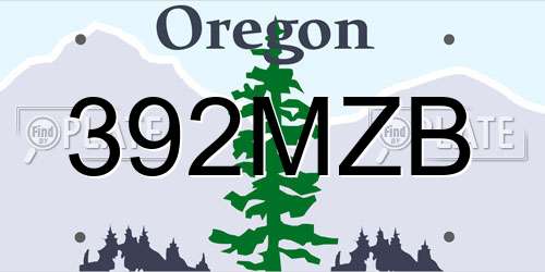 392MZB Oregon License Plate