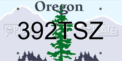 392TSZ Oregon License Plate