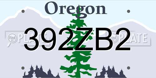 392ZB2 Oregon License Plate
