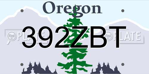 392ZBT Oregon License Plate