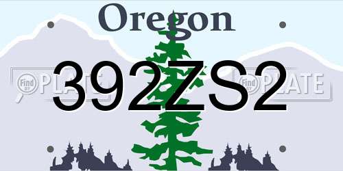 392ZS2 Oregon License Plate