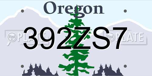 392ZS7 Oregon License Plate
