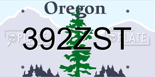 392ZST Oregon License Plate