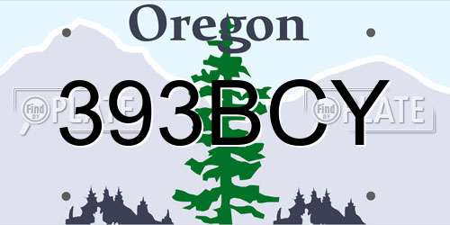 393BCY Oregon License Plate