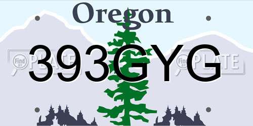 393GYG Oregon License Plate