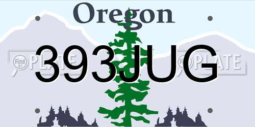 393JUG Oregon License Plate