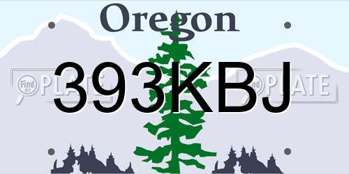 393KBJ Oregon License Plate