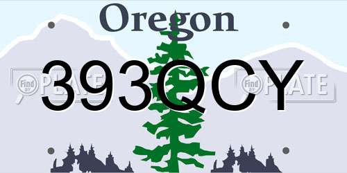 393QCY Oregon License Plate