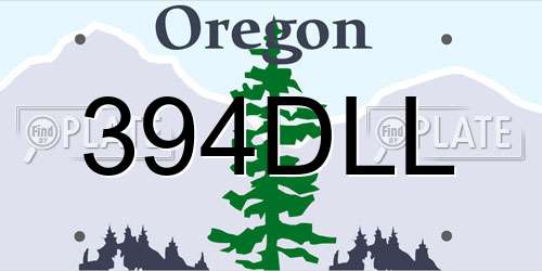 394DLL Oregon License Plate