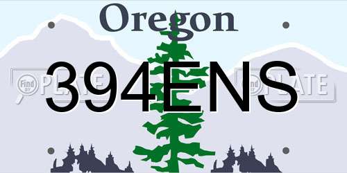 394ENS Oregon License Plate