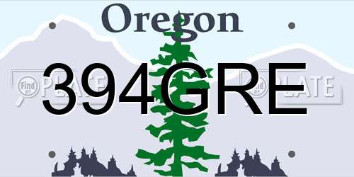 394GRE Oregon License Plate