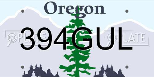 394GUL Oregon License Plate