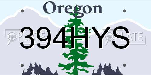 394HYS Oregon License Plate