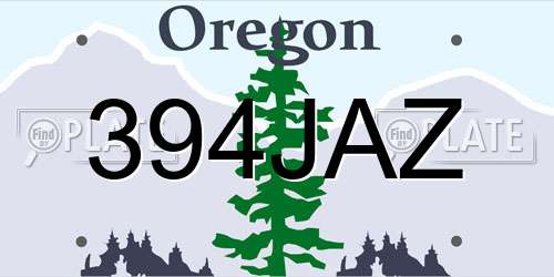 394JAZ Oregon License Plate