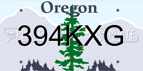 394KXG Oregon License Plate