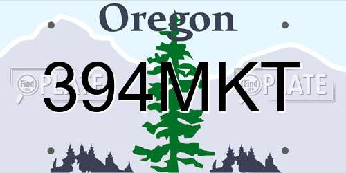 394MKT Oregon License Plate
