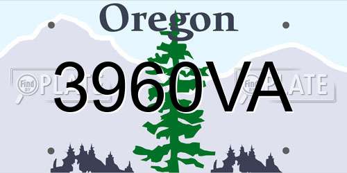 3960VA Oregon License Plate