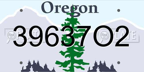 39637O2 Oregon License Plate