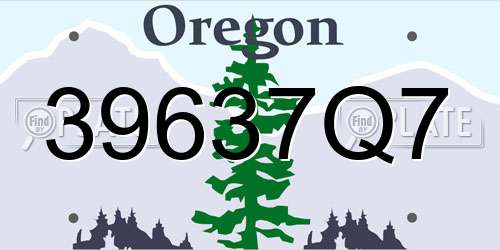 39637Q7 Oregon License Plate