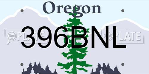 396BNL Oregon License Plate