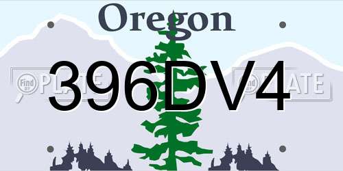 396DV4 Oregon License Plate